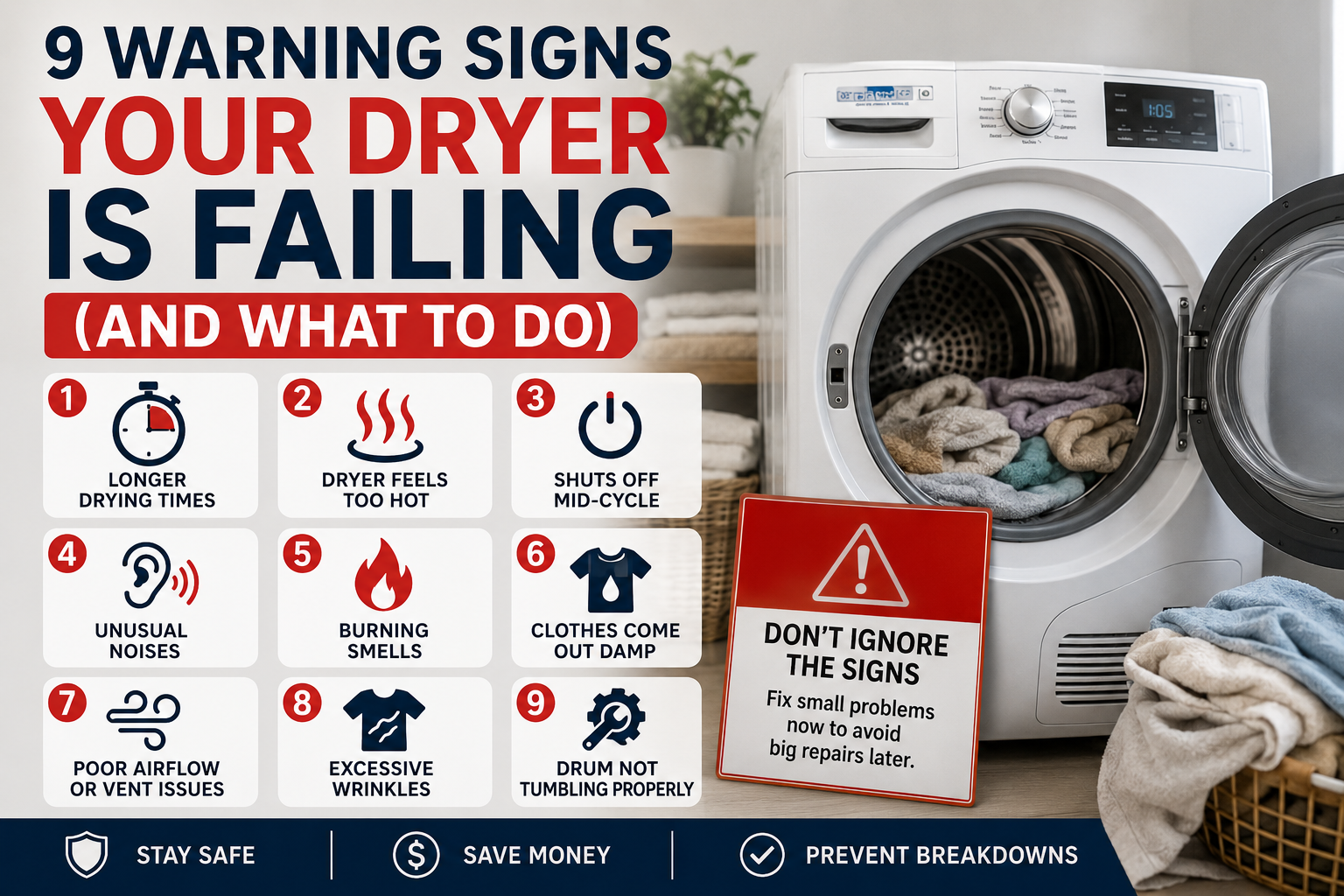 Warning signs your dryer is failing
